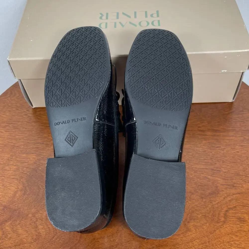 New Donald Pliner Breezy Loafer in Black Leather / Suede Women's Size 5